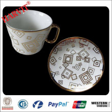 12pc en porcelaine Gold Rim Tea Cup et Saucer